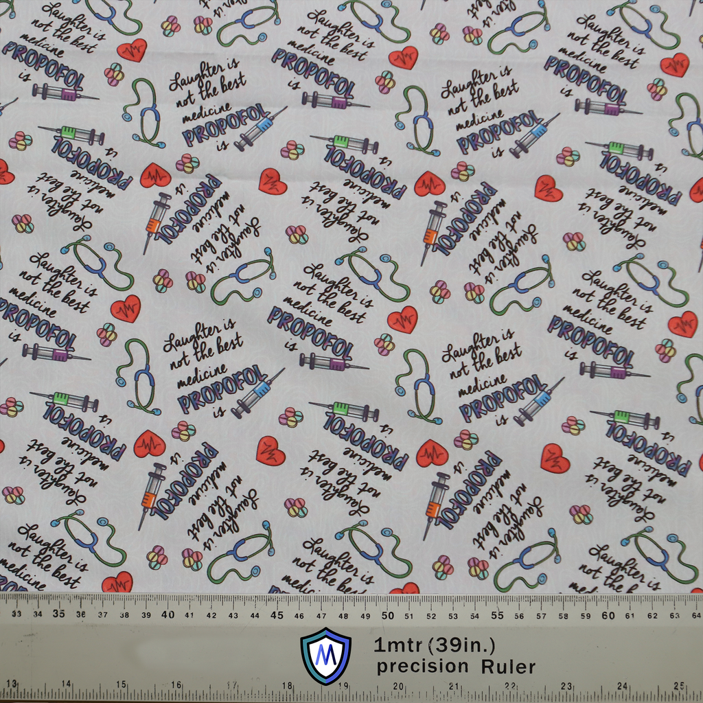 Laughter Is Not The Best Medicine Anaesthesia Is Humour fabric pattern detail close-up