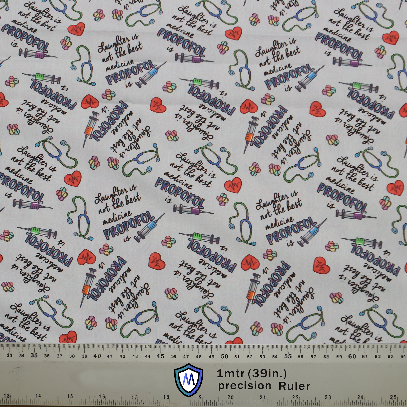 Laughter Is Not The Best Medicine Anaesthesia Is Humour fabric pattern detail close-up