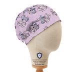 Lilo + Stitch On Purple scrub cap pattern shown flat