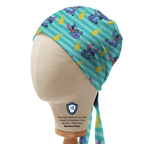 Lilo + Stitch Pineapple on Stripes scrub cap in Bandana tie-back style