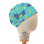 Lilo + Stitch Pineapple on Stripes scrub cap fabric pattern close-up