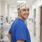 Lion King Timone And Pumba scrub cap pattern detail on mannequin