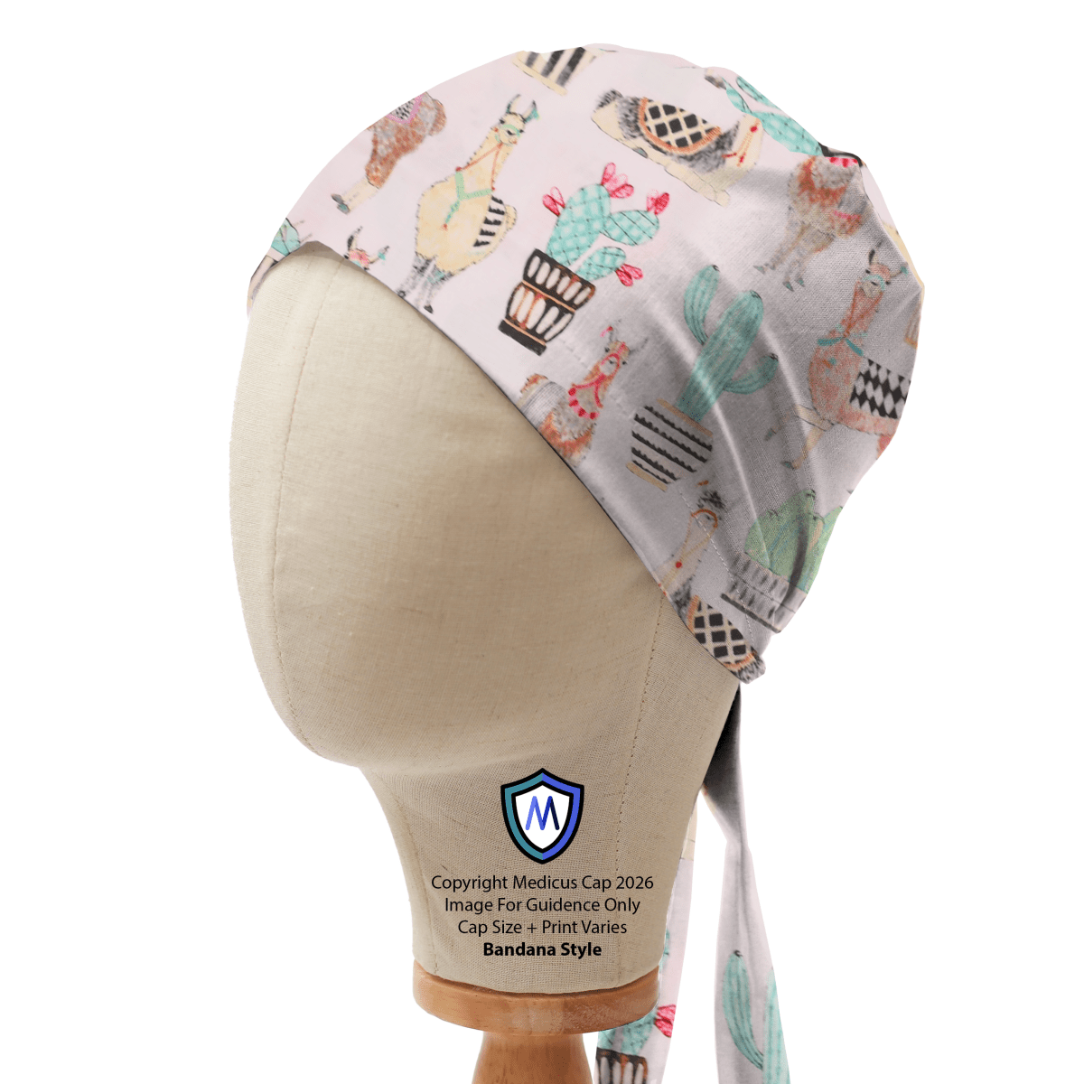 Gorro quirúrgico azul de fiesta de llamas/alpacas