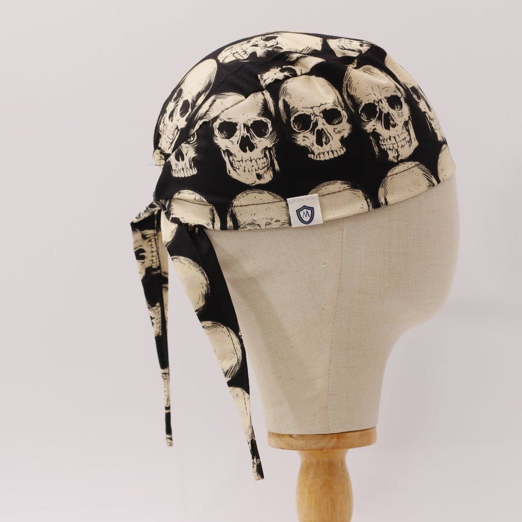 Skulls On Dark Grey Scrub Cap