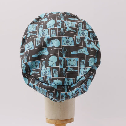 Human Body Xray Blue Grid Scrub Cap
