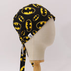Batman Logo Signal Large scrub cap fabric pattern close-up