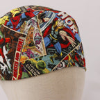 Marvel Comic Book Covers Vintage Hulk Iron Man Spiderman scrub cap full pattern repeat