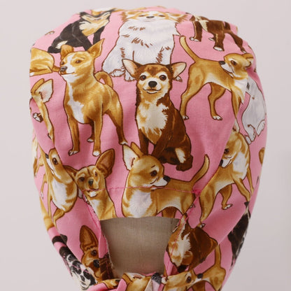 Gorro quirúrgico rosa para perros chihuahua