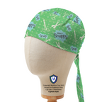 Make It Snappy on Green scrub cap in Captain fitted style