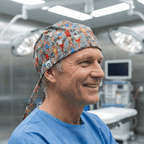 Marathon Runners scrub cap shown on model