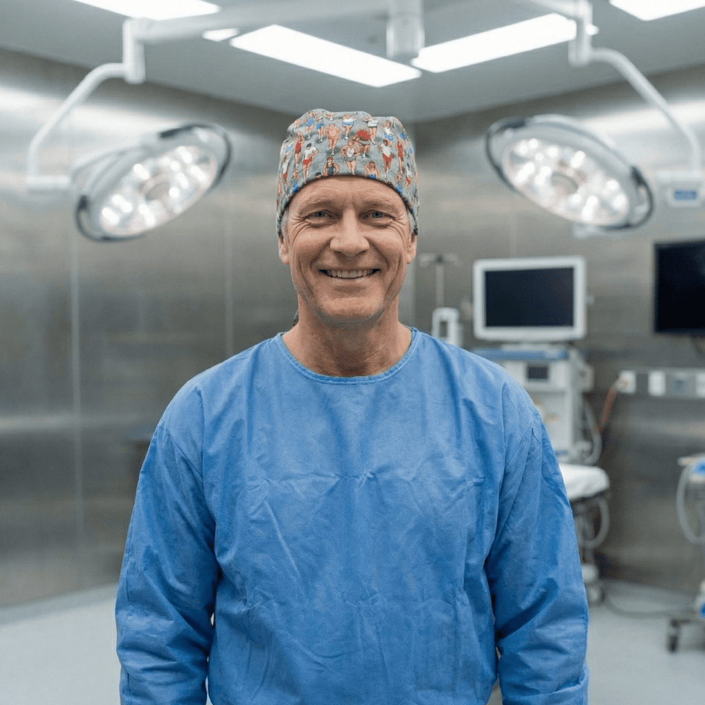 Marathon Runners scrub cap pattern detail on mannequin