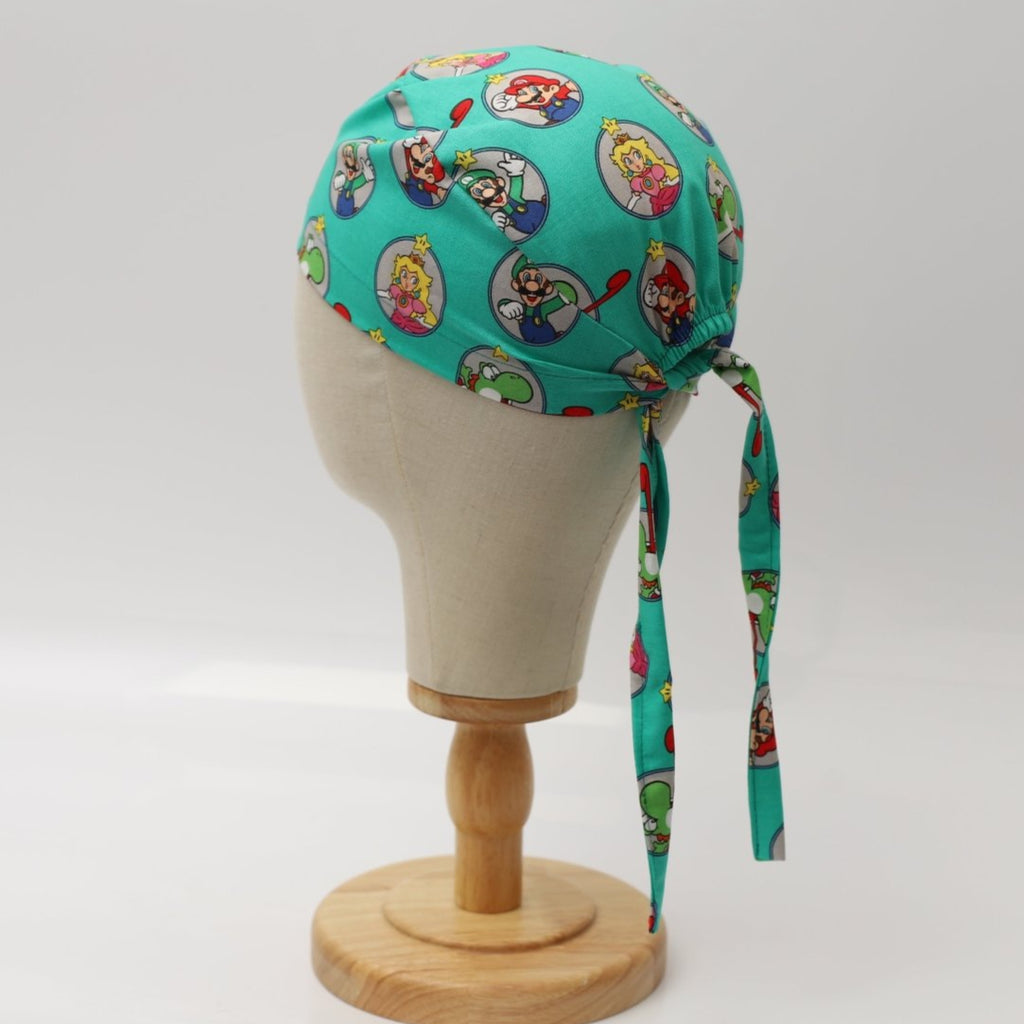 Mario Yoshi Toad Green Video Game Scrub Cap