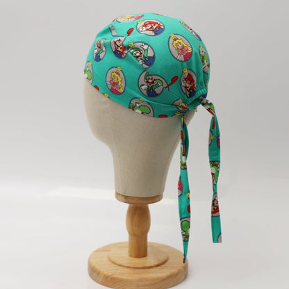 Gorro quirúrgico verde con diseño de videojuego Mario Yoshi Toad