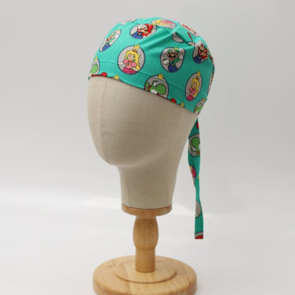 Mario Yoshi Toad Green Video Game Scrub Cap