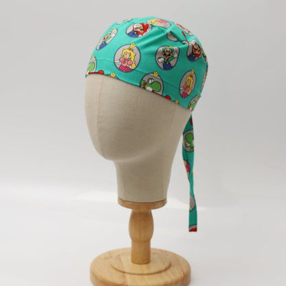 Gorro quirúrgico verde con diseño de videojuego Mario Yoshi Toad