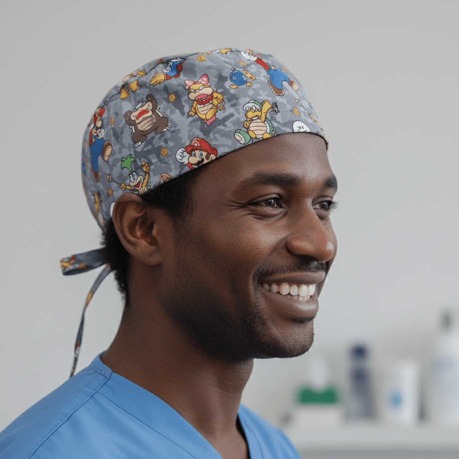 Gorro quirúrgico gris de Mario Bowser