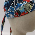 Marvel Spiderman City Escape Web scrub cap fabric pattern close-up