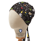 Math Chalkboard Colourful Trigonometry scrub cap in Bandana tie-back style