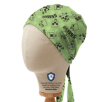 Minecraft Green SSSS Scary Monster scrub cap in Bandana tie-back style