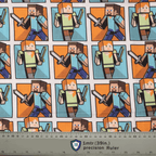 Minecraft Miner On Squares scrub cap pattern shown flat