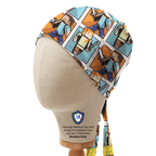 Minecraft Miner On Squares scrub cap in Bandana tie-back style