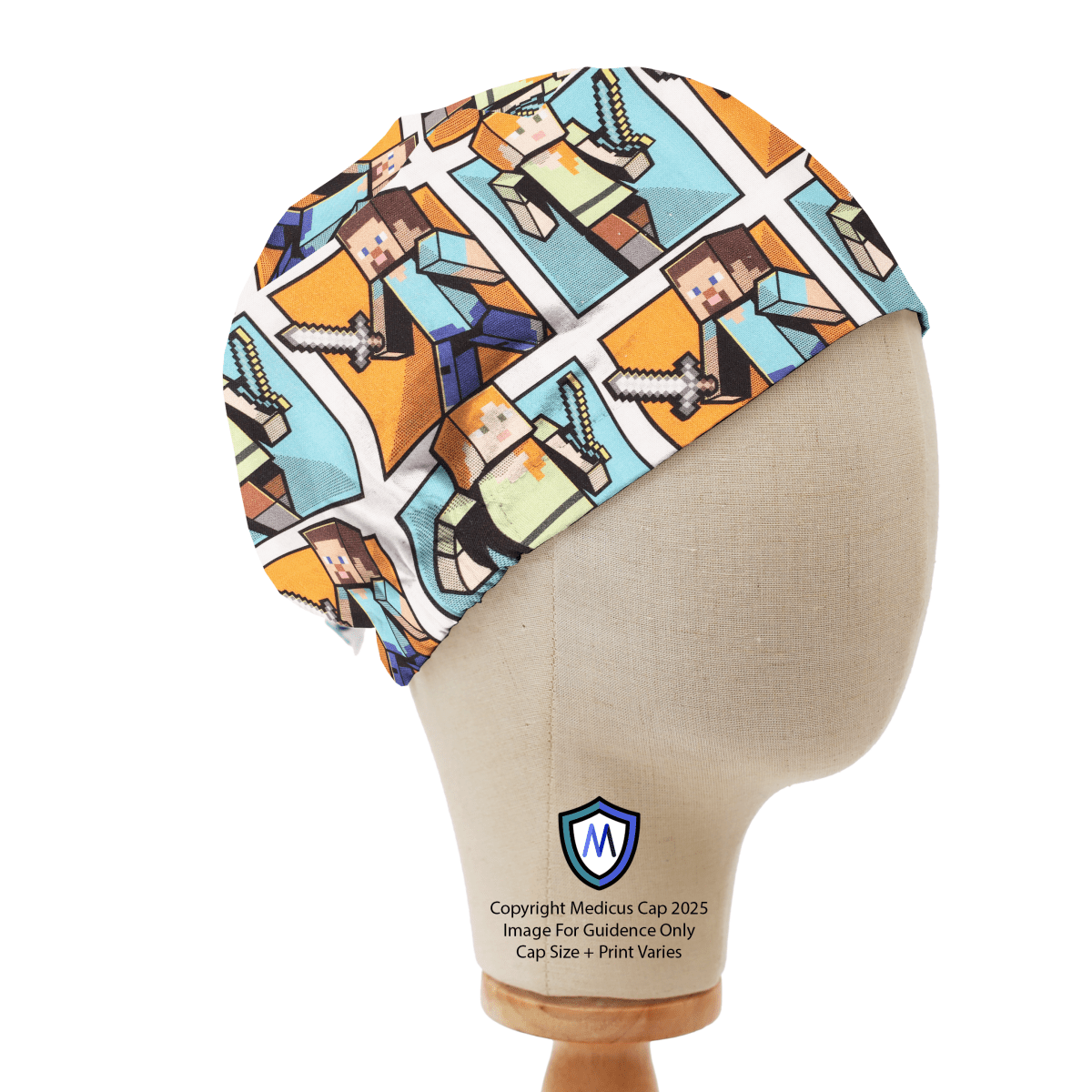 Minecraft Miner On Squares Scrub Cap