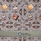 Minecraft Tools + Heads Toss fabric pattern detail close-up
