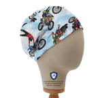 Bike Biker Supercross Racing Dirtbike scrub cap in Elastic Backed no-tie style