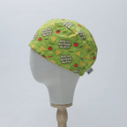 Green scrub cap with "Nacho Average Nurse" text and avocado pattern shown on mannequin head