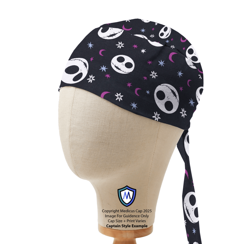 Nightmare Before Christmas Heads Toss Purple Scrub Cap