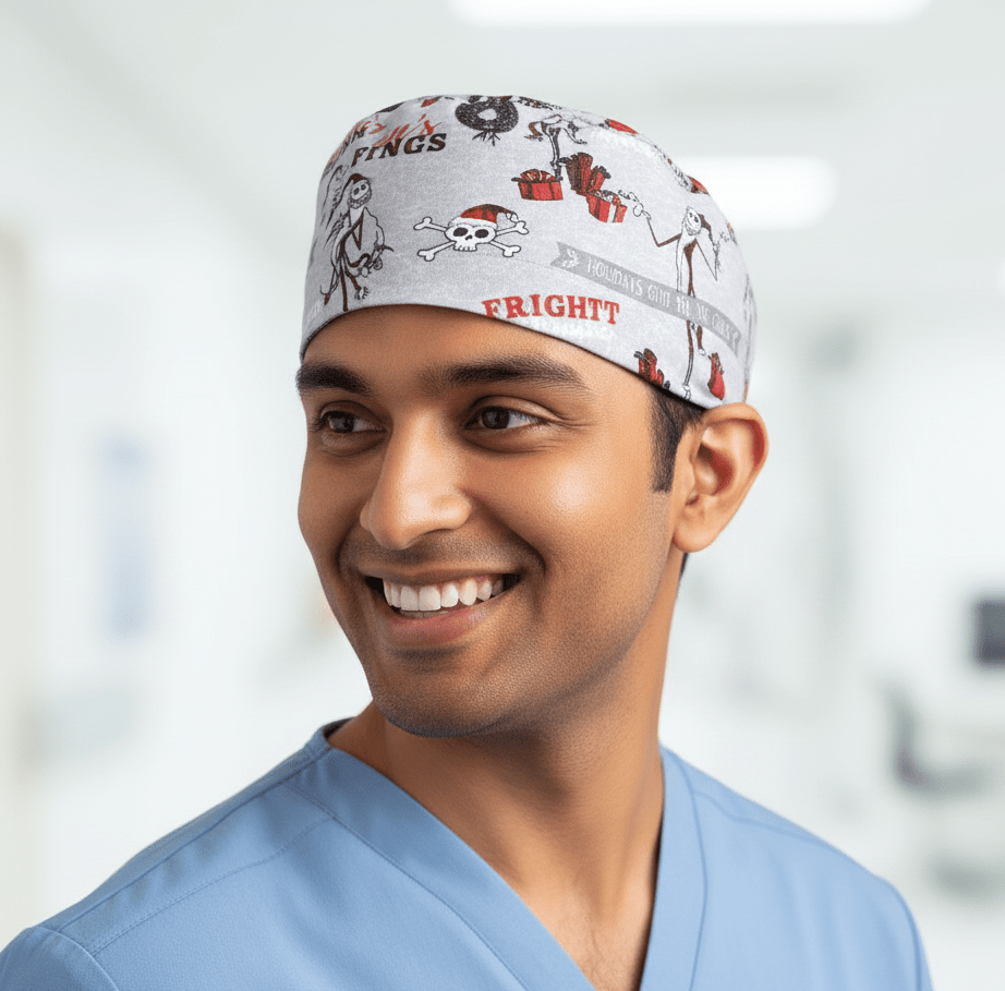 Nightmare Before Christmas Santa Presents Scrub Cap