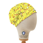 Pokemon Pikachu Mash Up scrub cap side view showing bright yellow pattern with red cheek details