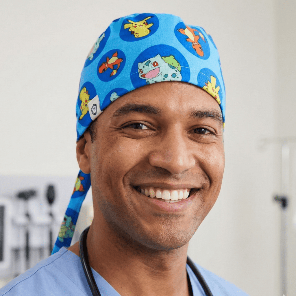 Pokemon Blue Circles Scrub Cap