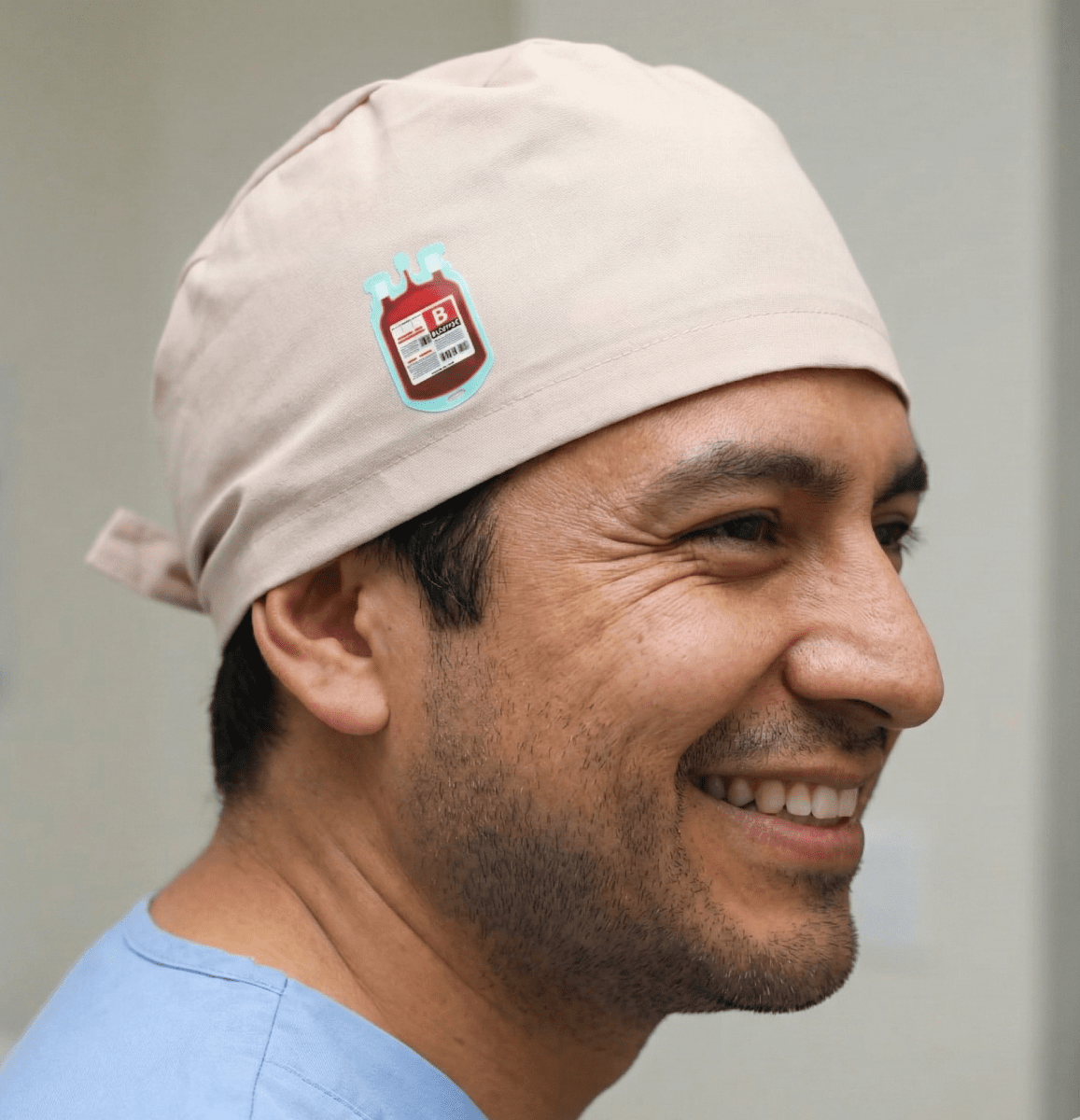 Pre Designed Vinyl Transfer Scrub Cap B Positive Blood Pack