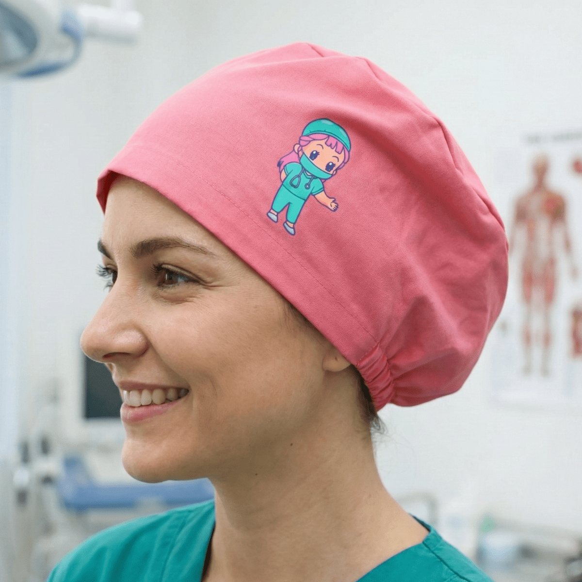 Pre Designed Vinyl Transfer Scrub Cap Pink Hair Surgeon Tech