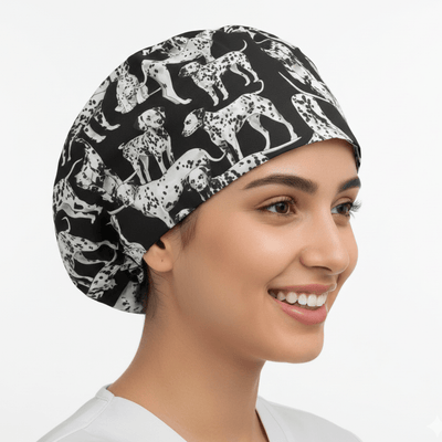 Real 101 Dalmatians scrub cap shown on model