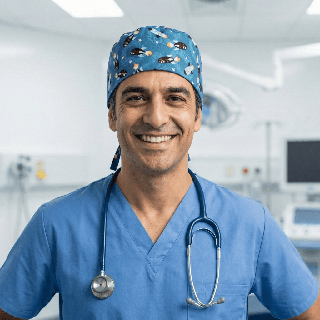 Rockets Spaceships Blue Scrub Cap