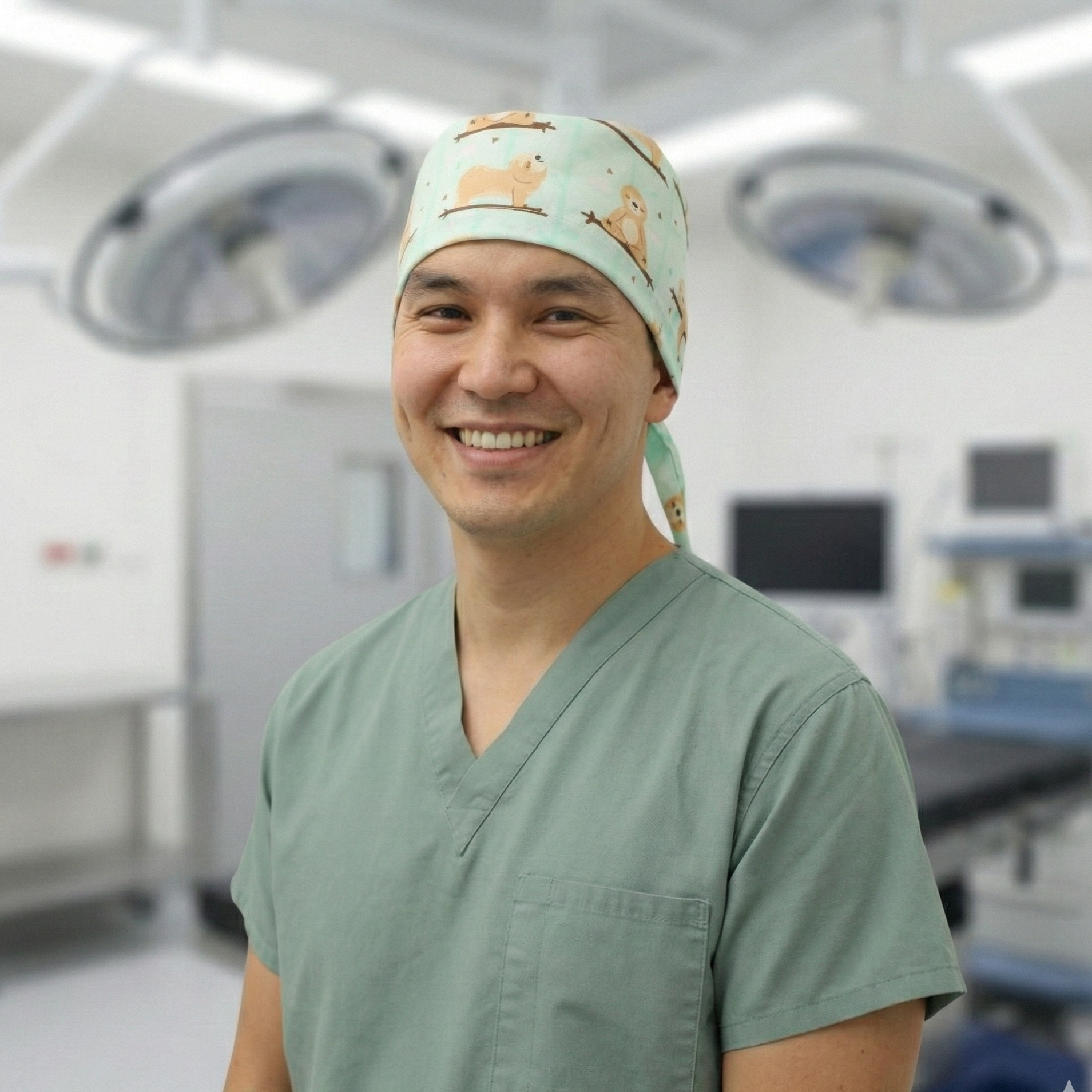 Gorro quirúrgico para yoga con diseño de perezoso