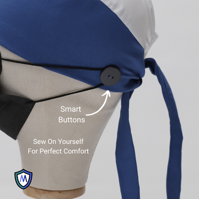 Smart Buttons - NFC Enabled scrub cap shown on mannequin head