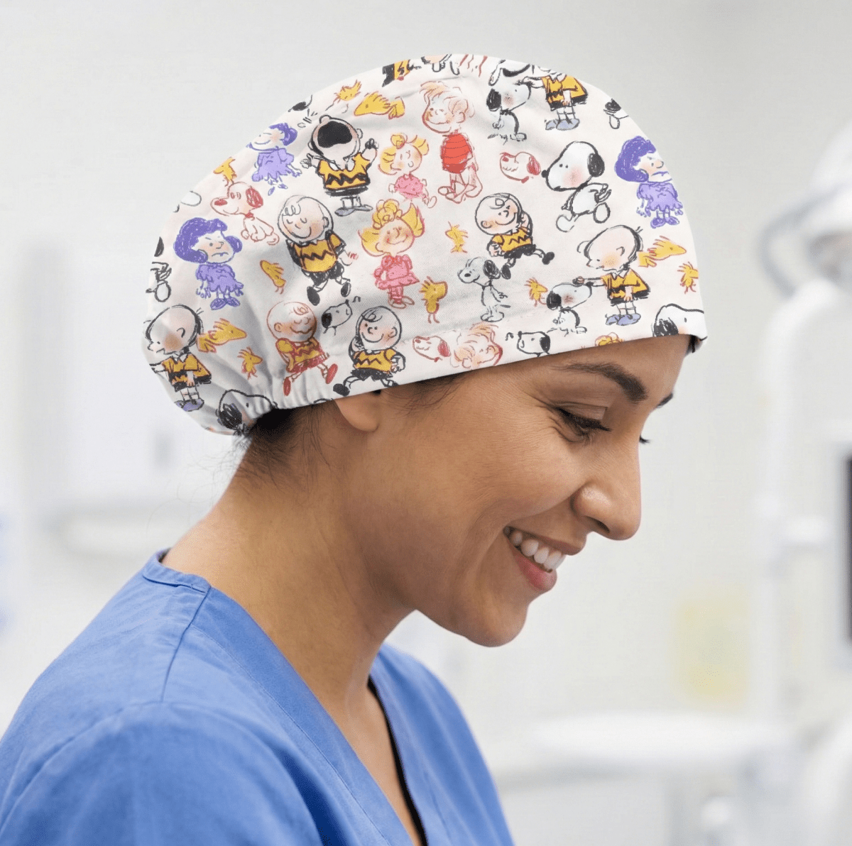 Snoopy & Charlie Brown Scribble Style Scrub Cap – Customizable Medicus Comfort