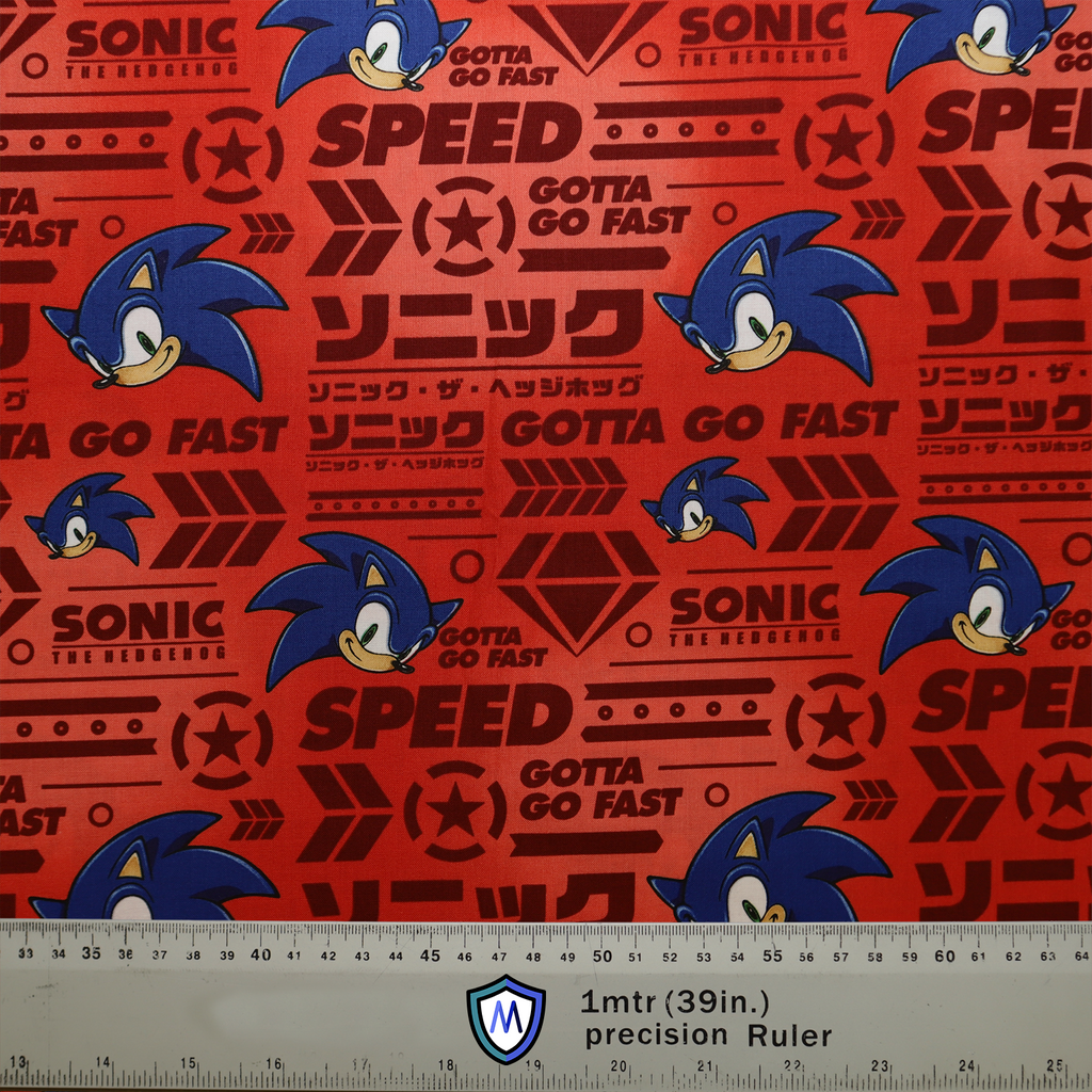 Sonic Speed On Red Gotta Go Fast Scrub Cap from Medicus Scrub Caps, featuring a bold red design with Sonic the Hedgehog and speed-themed graphics.