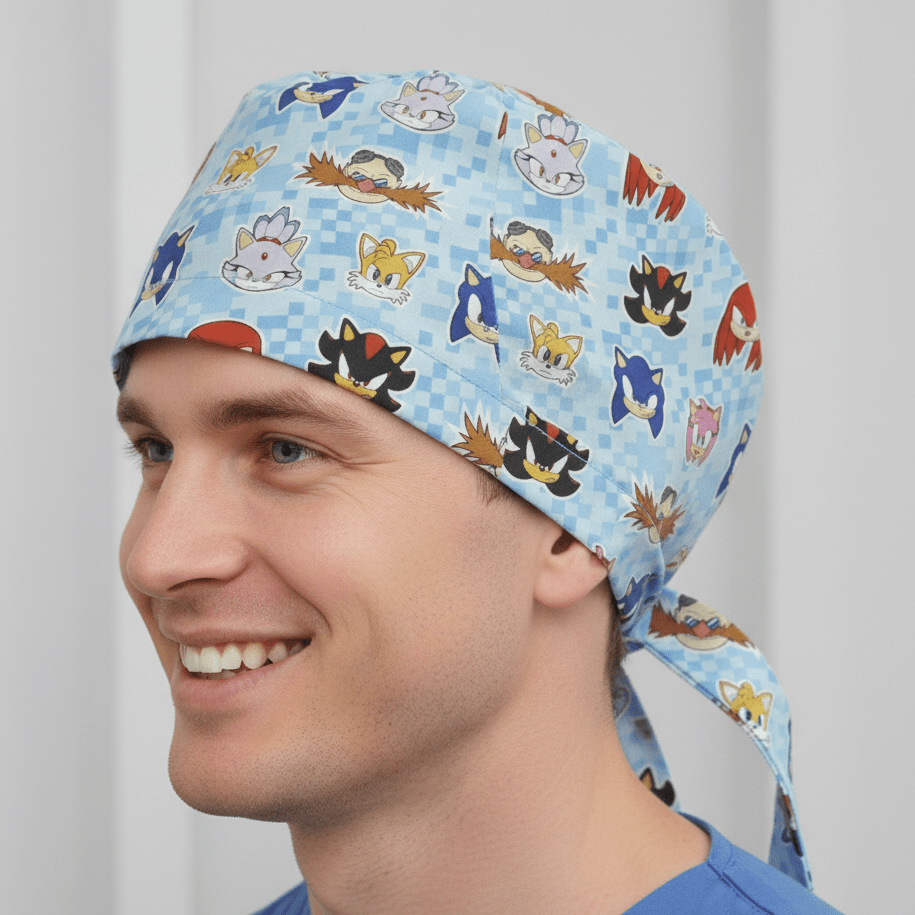 Gorro quirúrgico con cabeza de personaje de Sonic The Hedgehog