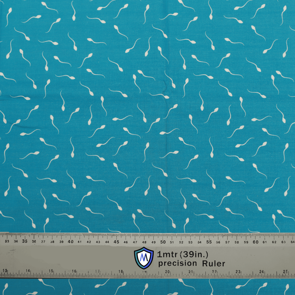 Blue Lagoon Medicus Scrub Cap with a playful white sperm pattern. Fun and unique medical-themed design.