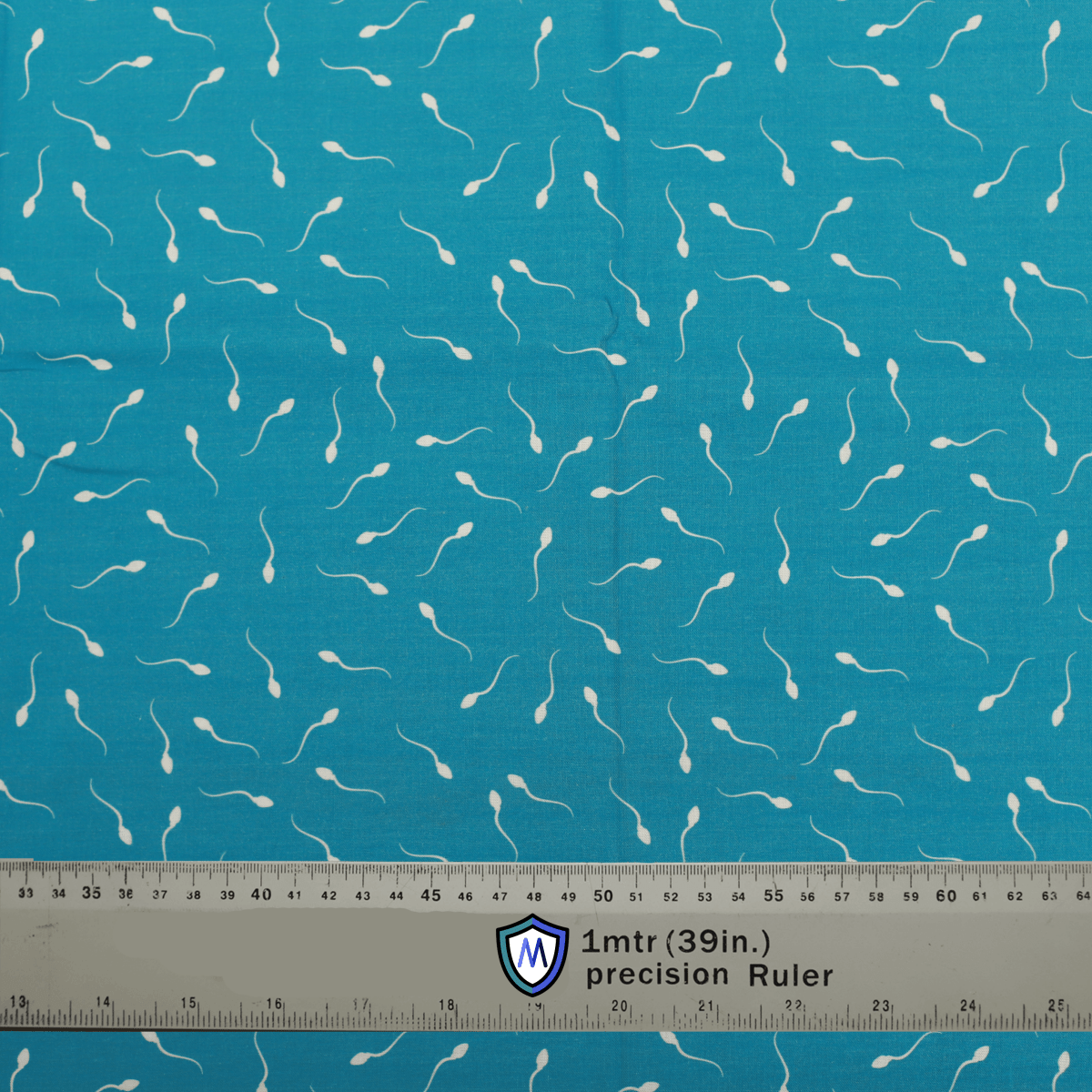 Blue Lagoon Medicus Scrub Cap with a playful white sperm pattern. Fun and unique medical-themed design.