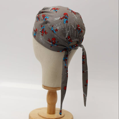 Spiderman Kawaii On Grey Scrub Cap
