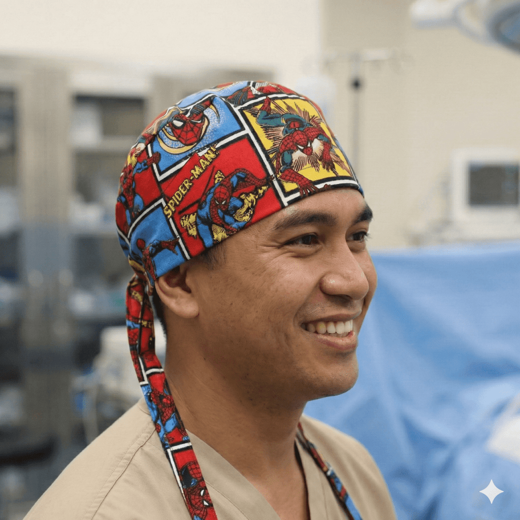 Spiderman Marvel Comic Book Style Scrub Cap