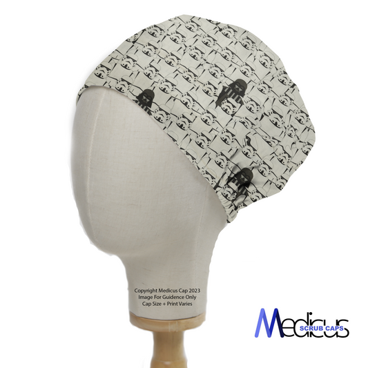 Star Wars Darth Vader Stormtroopers School Picture Scrub Cap from Medicus Scrub Caps, featuring a fun stormtrooper pattern with Darth Vader detail.