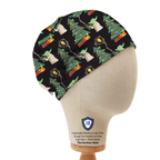 Star Wars Christmas Yoda Tree Star scrub cap side profile showing festive holiday pattern on black background