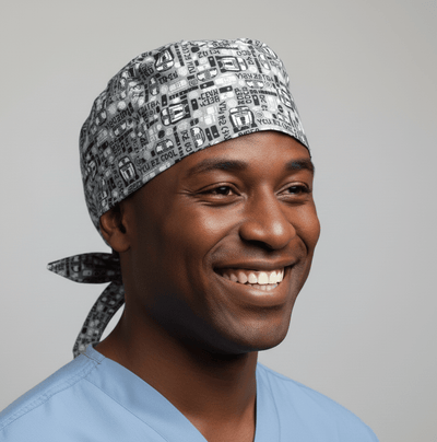 Star Wars R2D2 Robotic Fun scrub cap shown on model