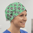 Green Starbucks logo pattern scrub cap with coffee brand design for medical professionals